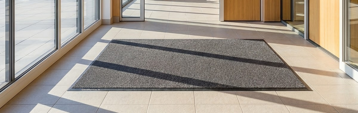 Mietmatte anthrazit in modernem Bürogebäude